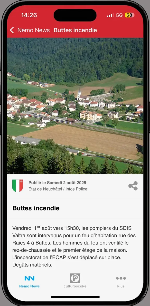 A Nemo News article published by the State of Neuchâtel under its police section